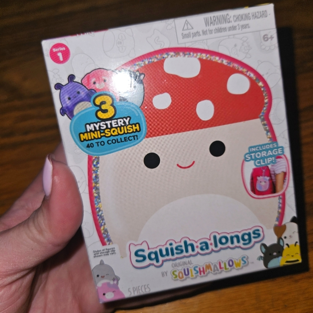 NIB Squishmallows Squish.a.longs Mystery box 3 mini squish includes storage clip
